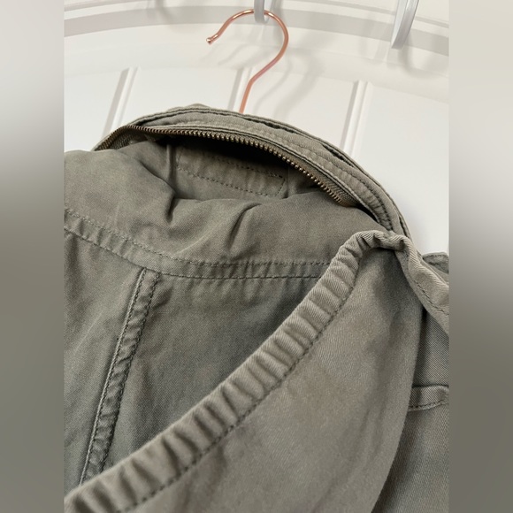 I HEART RONSON Military style utility jacket tie waist hooded olive anorak - Picture 5 of 7